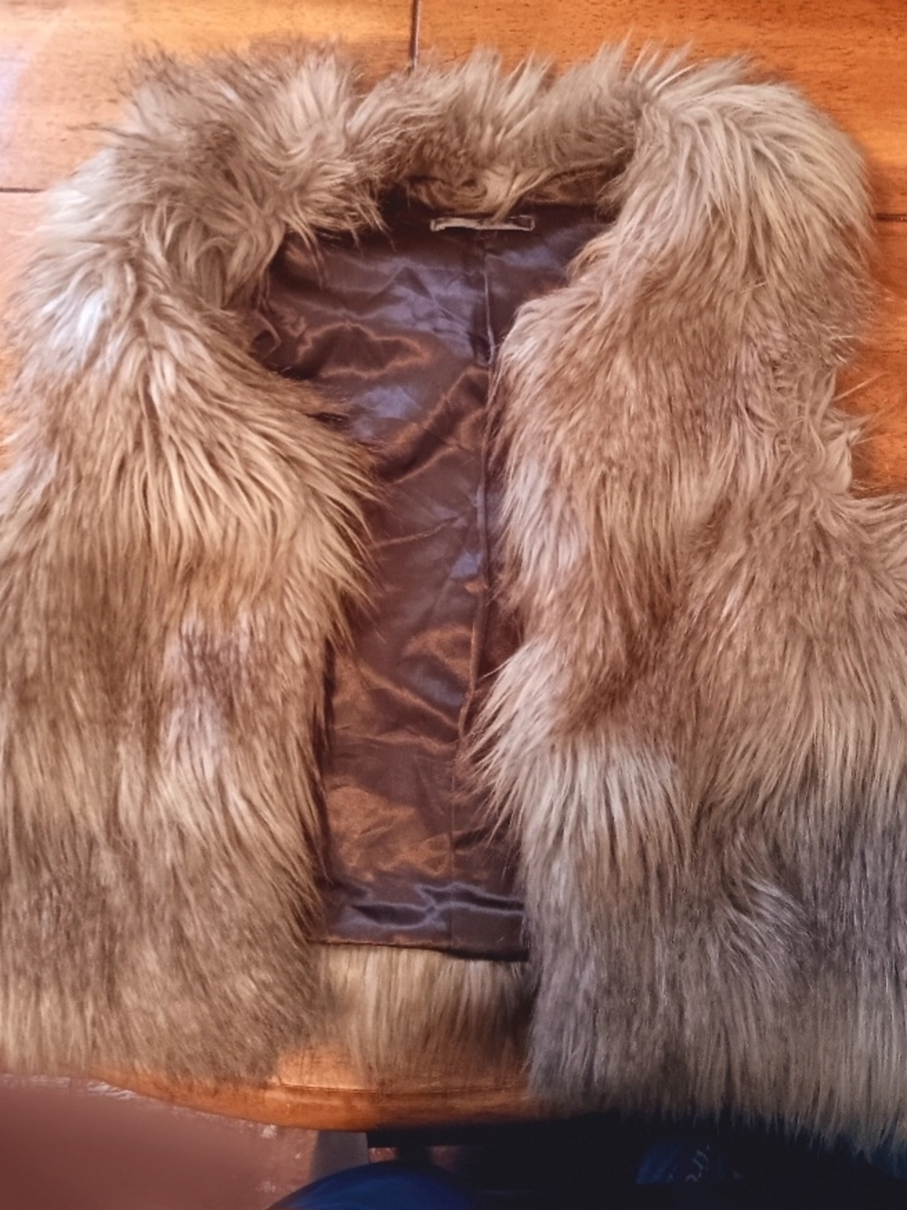Velvet Faux Fur Vest in Taupe